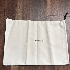 Vince Cream Canvas Drawstring Pouch with Black Logo